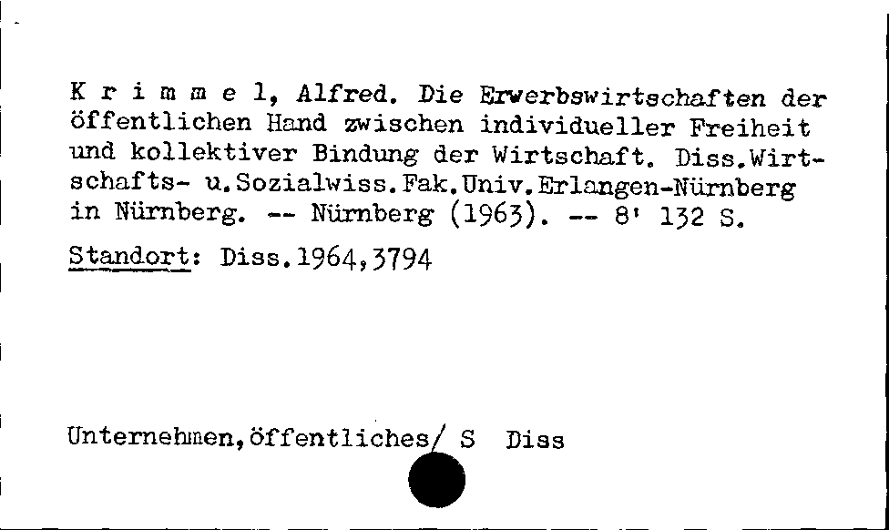 [Katalogkarte Dissertationenkatalog bis 1980]