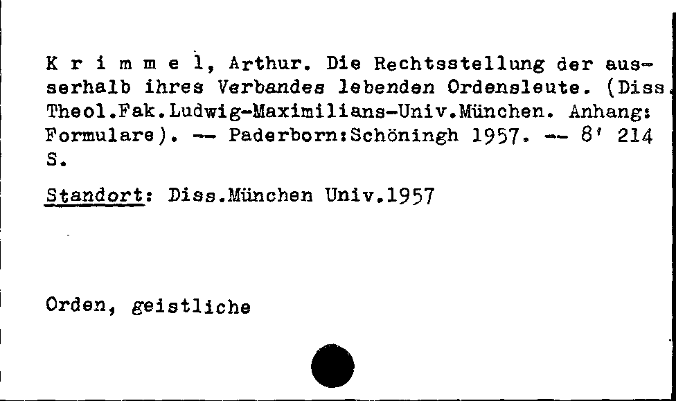 [Katalogkarte Dissertationenkatalog bis 1980]