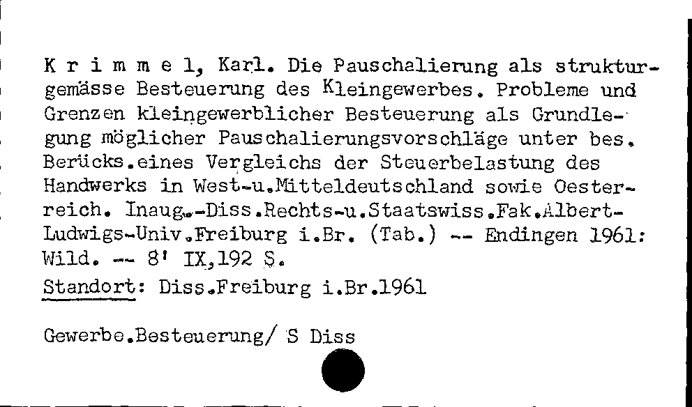 [Katalogkarte Dissertationenkatalog bis 1980]