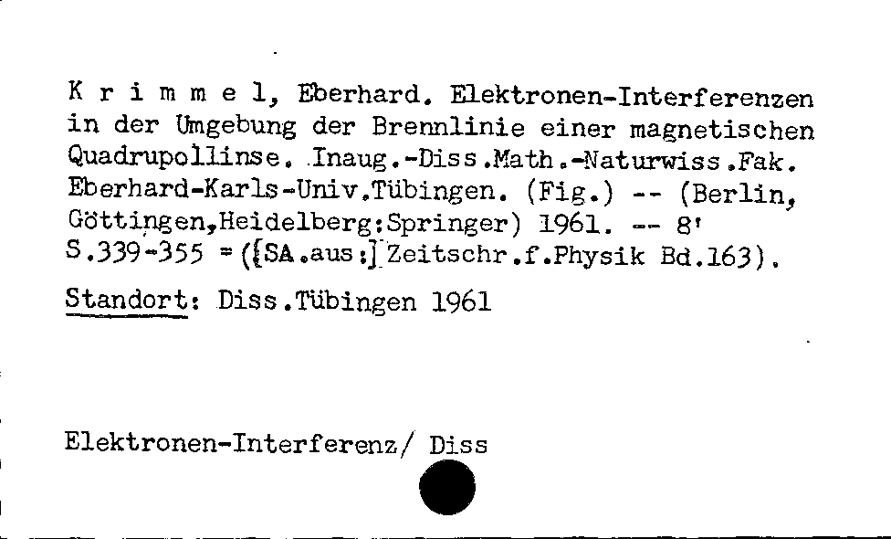 [Katalogkarte Dissertationenkatalog bis 1980]