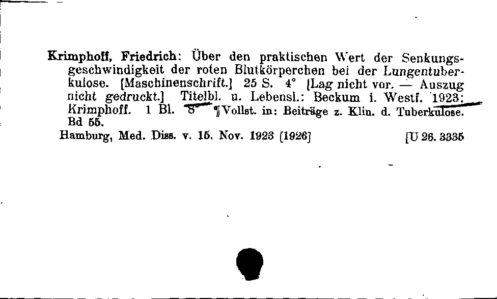 [Katalogkarte Dissertationenkatalog bis 1980]