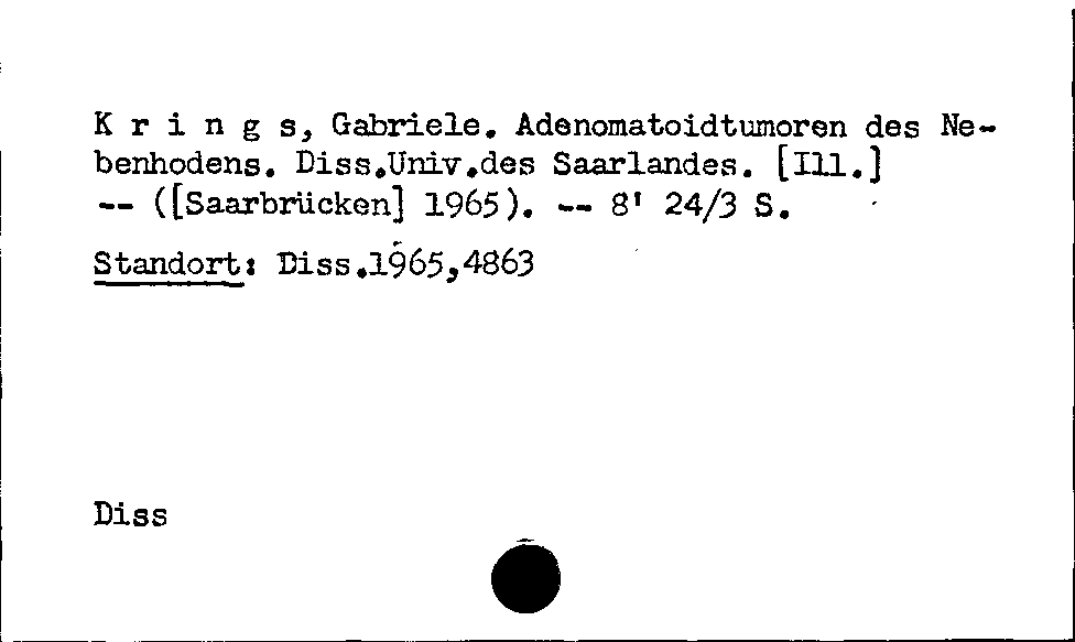 [Katalogkarte Dissertationenkatalog bis 1980]