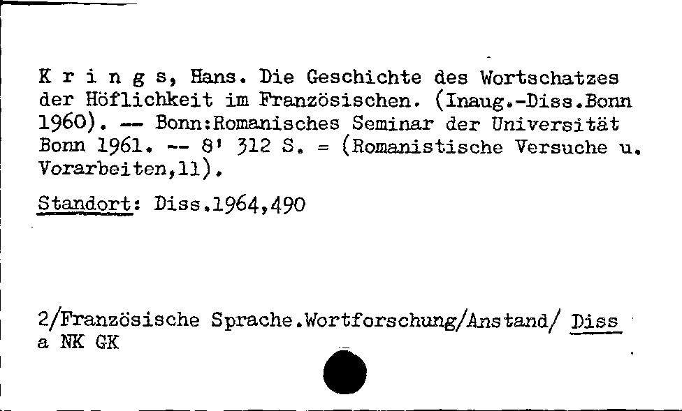 [Katalogkarte Dissertationenkatalog bis 1980]