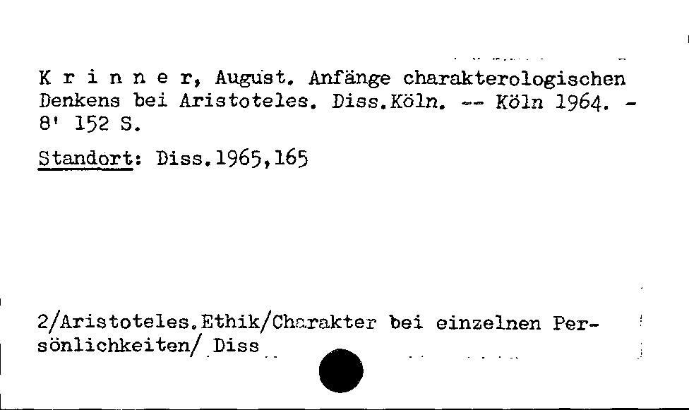 [Katalogkarte Dissertationenkatalog bis 1980]