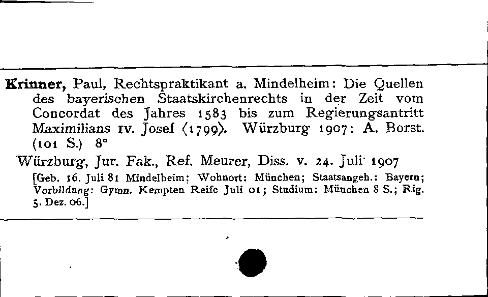 [Katalogkarte Dissertationenkatalog bis 1980]