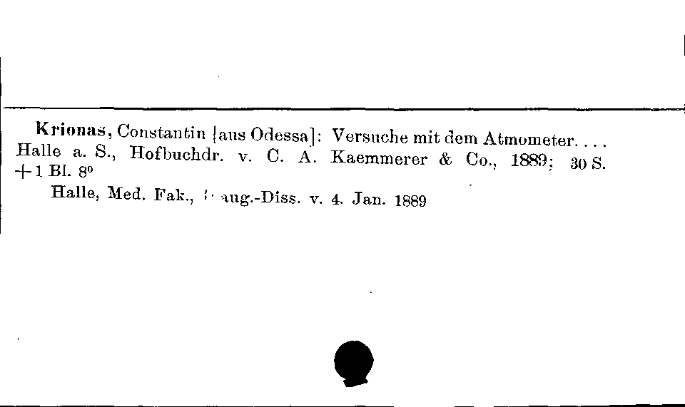 [Katalogkarte Dissertationenkatalog bis 1980]