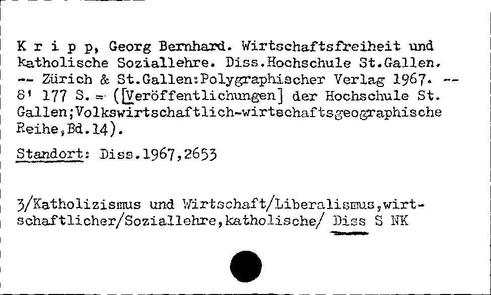 [Katalogkarte Dissertationenkatalog bis 1980]