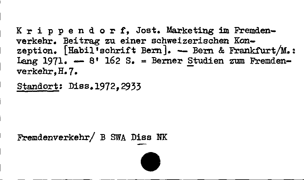 [Katalogkarte Dissertationenkatalog bis 1980]