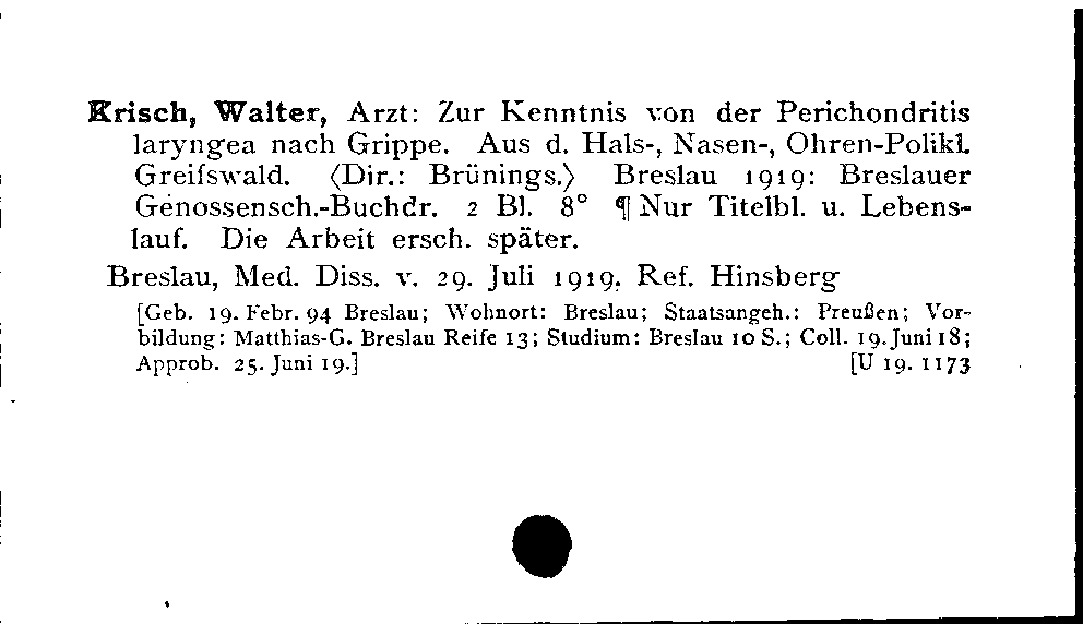 [Katalogkarte Dissertationenkatalog bis 1980]