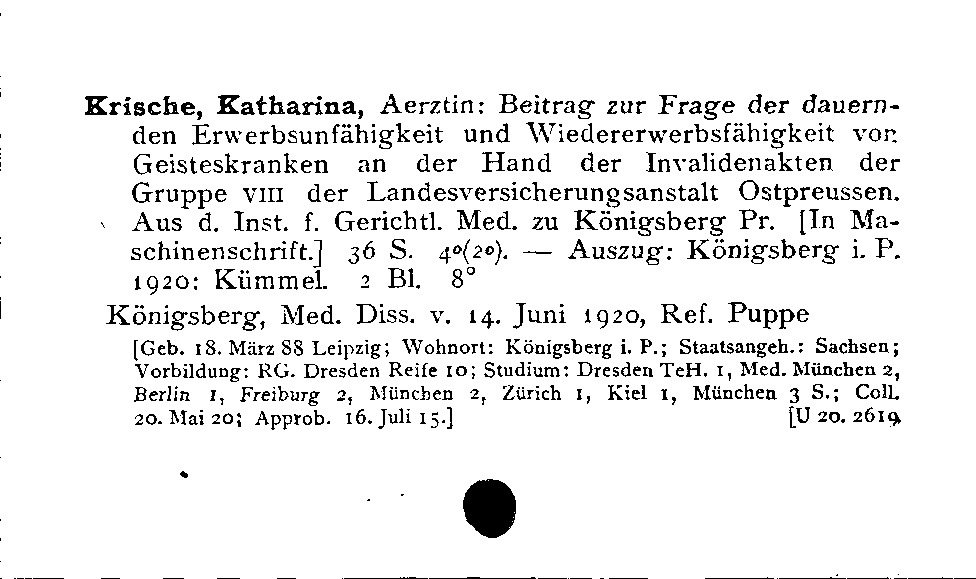 [Katalogkarte Dissertationenkatalog bis 1980]