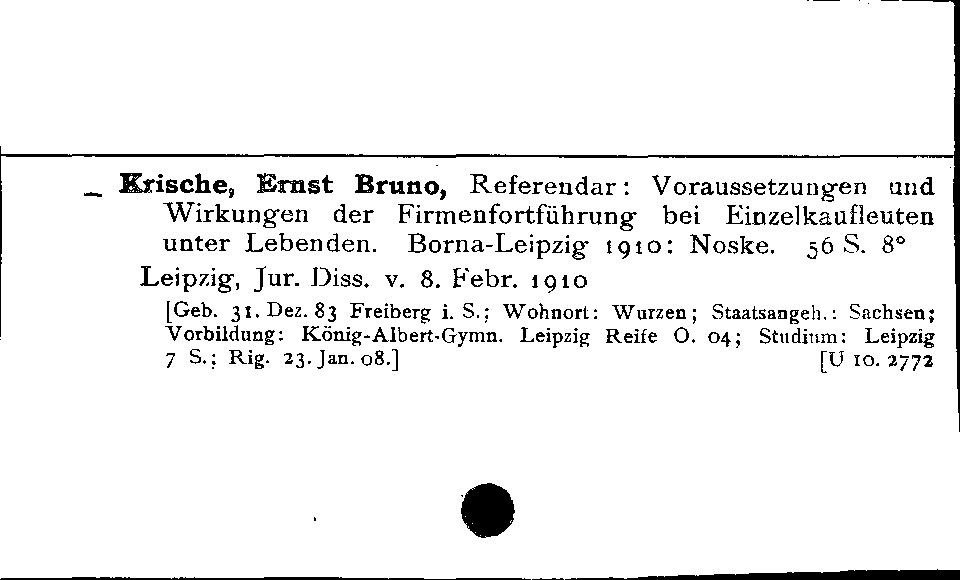 [Katalogkarte Dissertationenkatalog bis 1980]