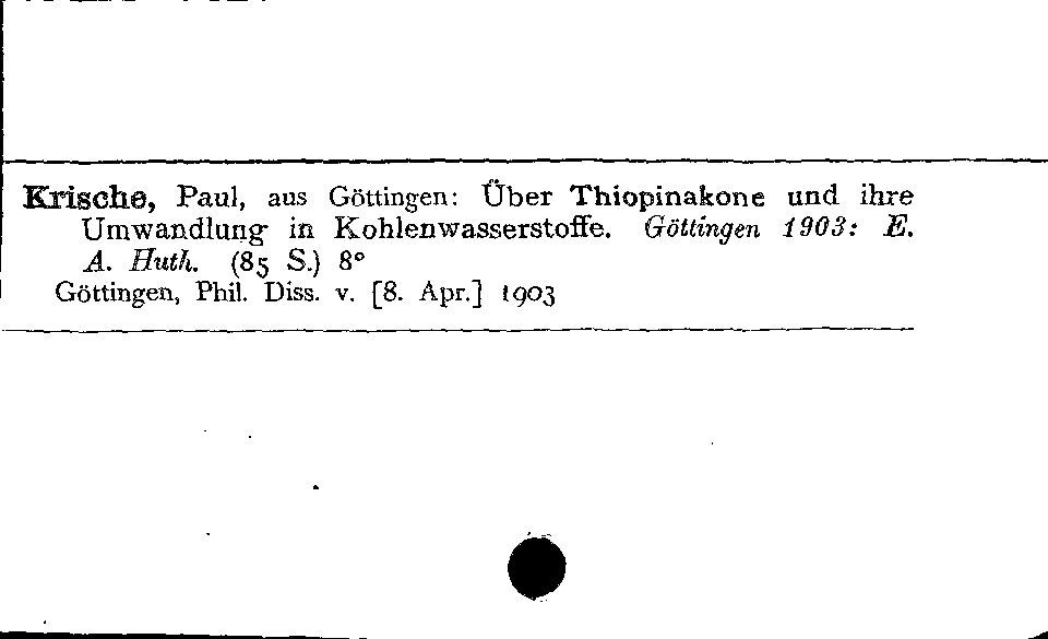 [Katalogkarte Dissertationenkatalog bis 1980]