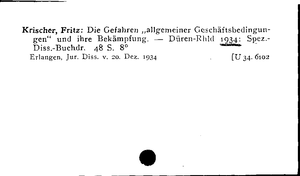 [Katalogkarte Dissertationenkatalog bis 1980]