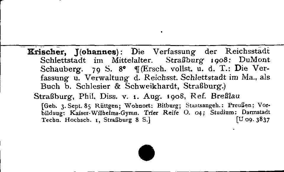 [Katalogkarte Dissertationenkatalog bis 1980]