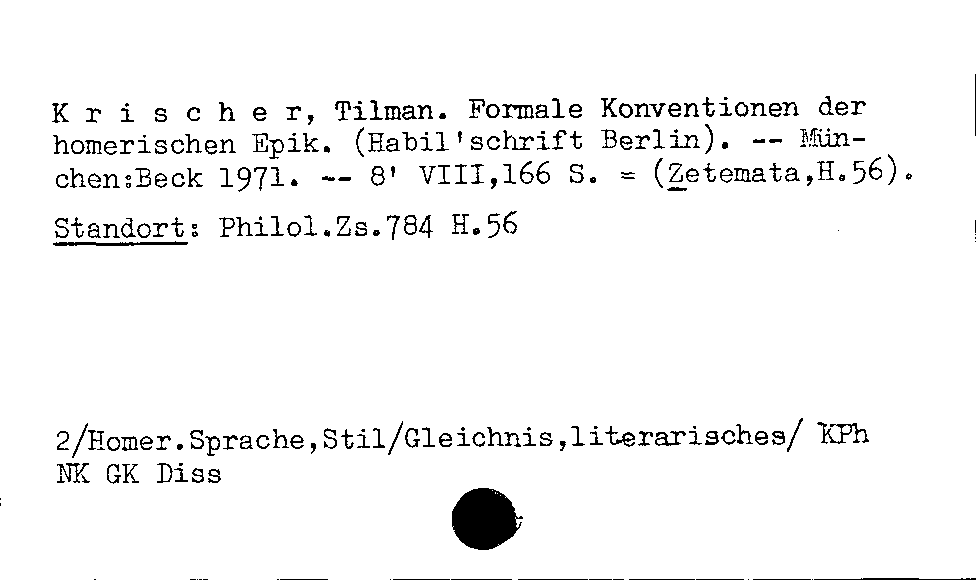 [Katalogkarte Dissertationenkatalog bis 1980]