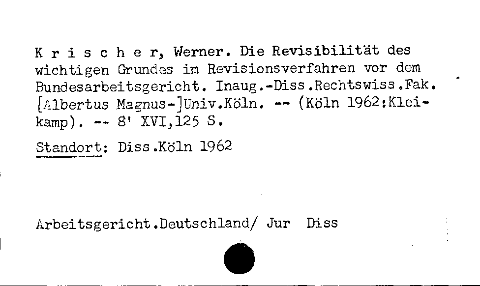 [Katalogkarte Dissertationenkatalog bis 1980]