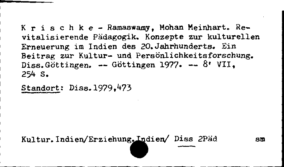 [Katalogkarte Dissertationenkatalog bis 1980]