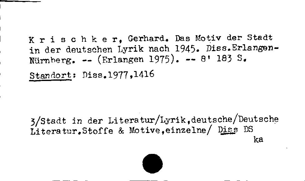 [Katalogkarte Dissertationenkatalog bis 1980]