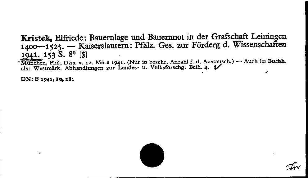 [Katalogkarte Dissertationenkatalog bis 1980]