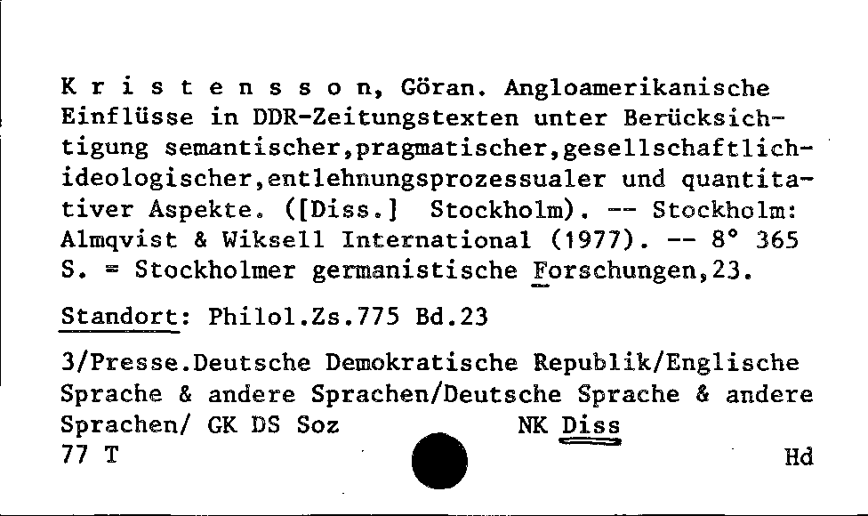 [Katalogkarte Dissertationenkatalog bis 1980]