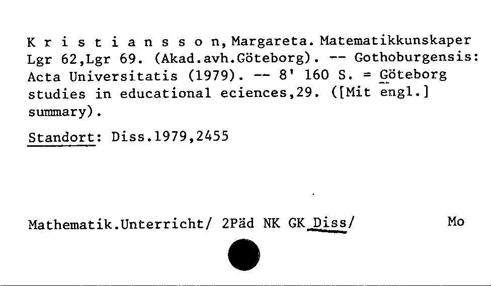 [Katalogkarte Dissertationenkatalog bis 1980]