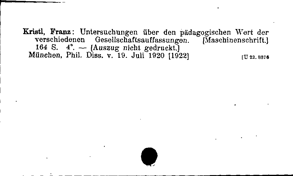 [Katalogkarte Dissertationenkatalog bis 1980]