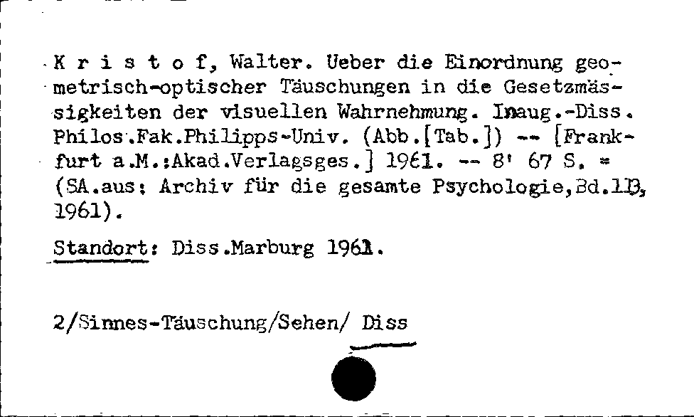 [Katalogkarte Dissertationenkatalog bis 1980]