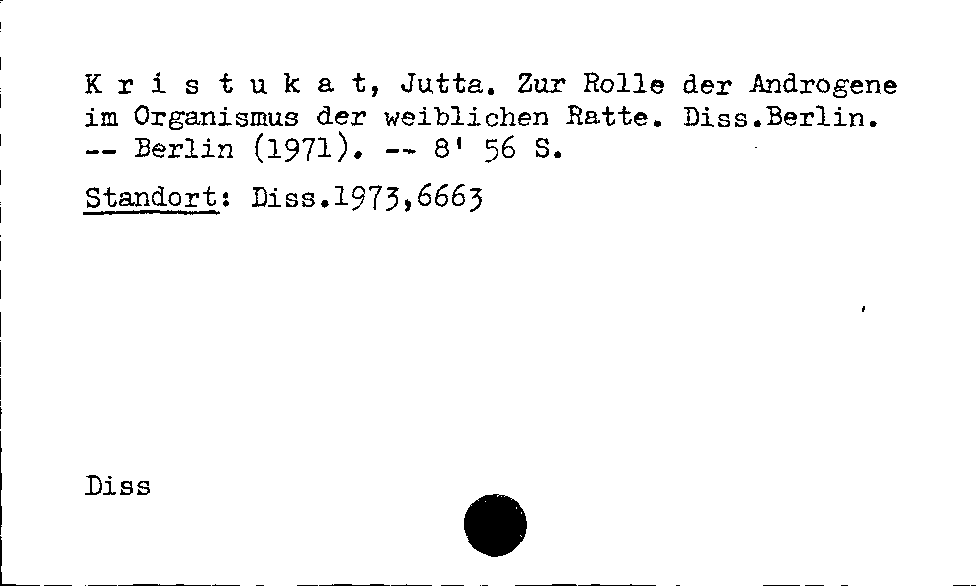 [Katalogkarte Dissertationenkatalog bis 1980]