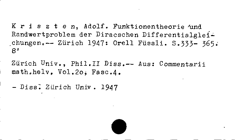 [Katalogkarte Dissertationenkatalog bis 1980]