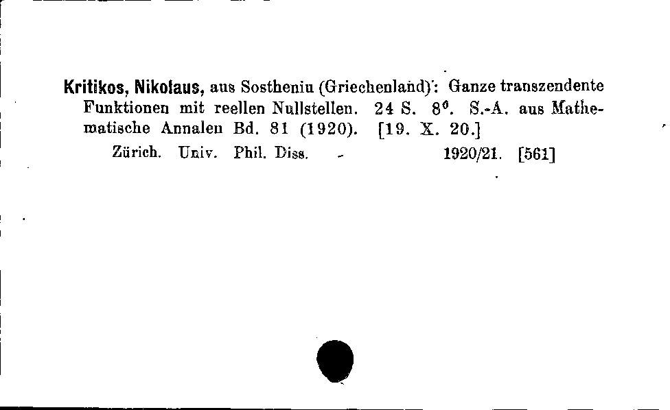 [Katalogkarte Dissertationenkatalog bis 1980]