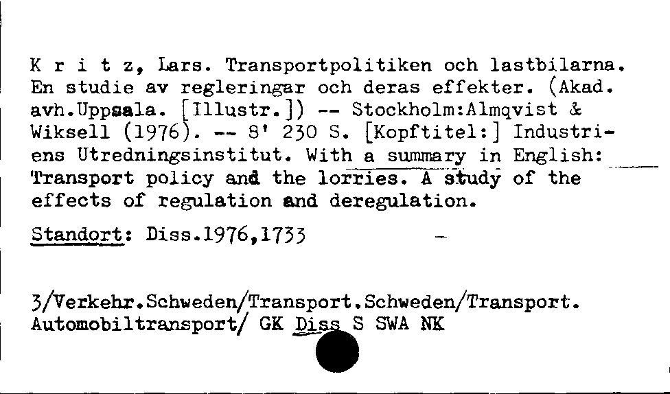 [Katalogkarte Dissertationenkatalog bis 1980]