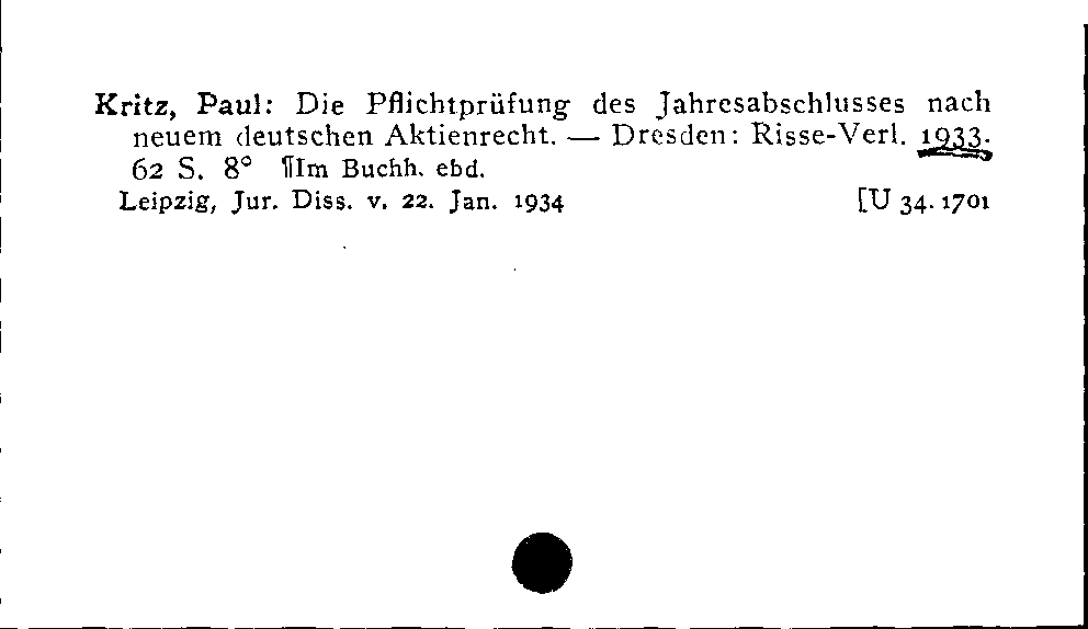 [Katalogkarte Dissertationenkatalog bis 1980]