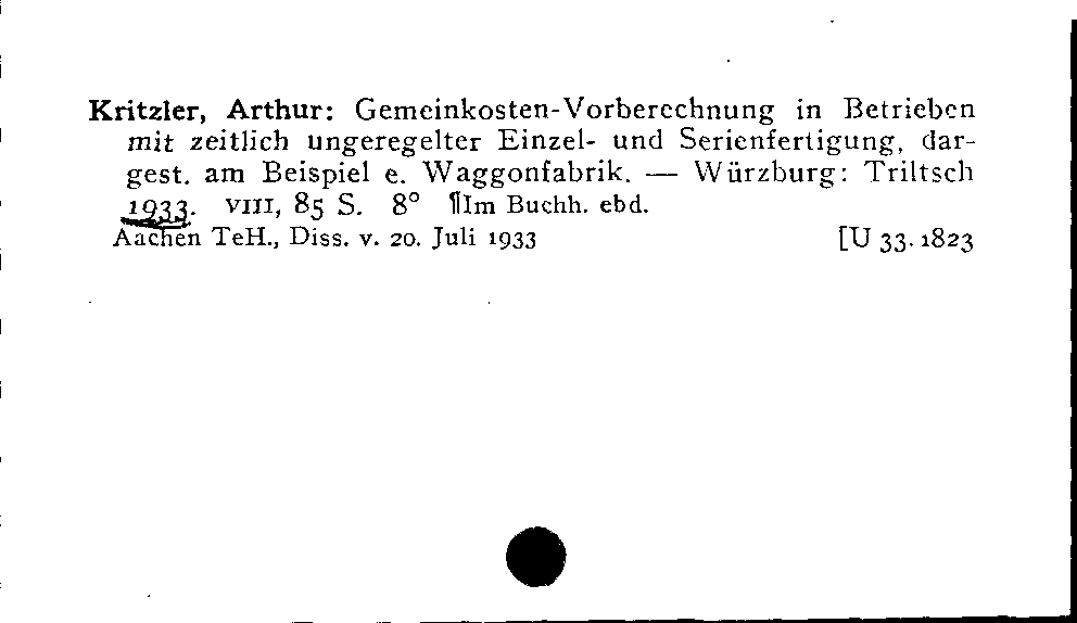 [Katalogkarte Dissertationenkatalog bis 1980]