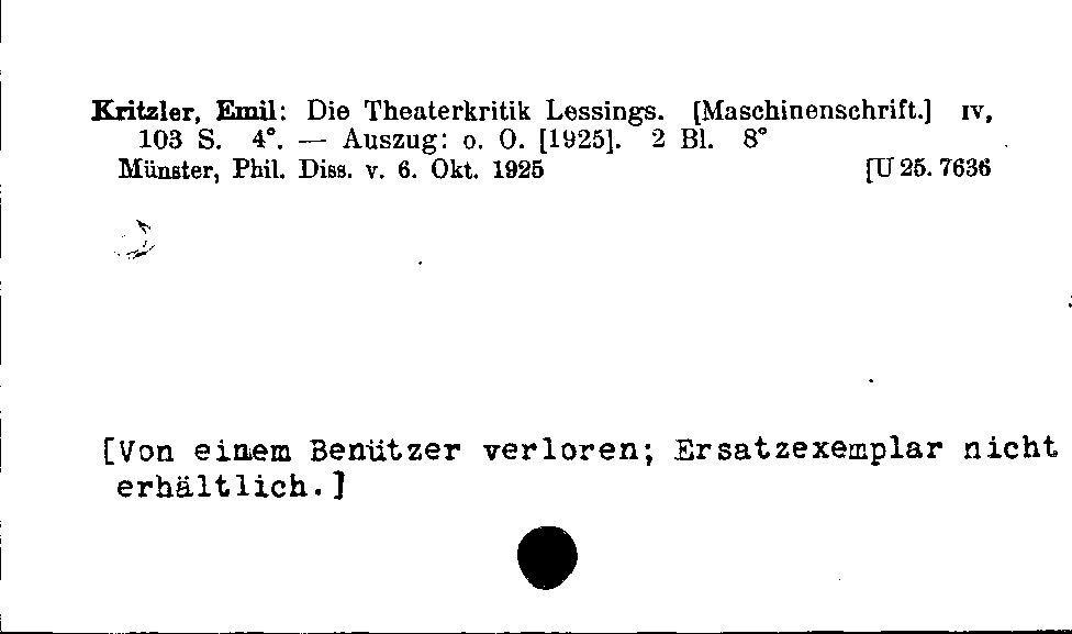 [Katalogkarte Dissertationenkatalog bis 1980]