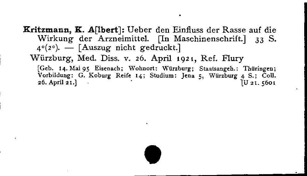 [Katalogkarte Dissertationenkatalog bis 1980]