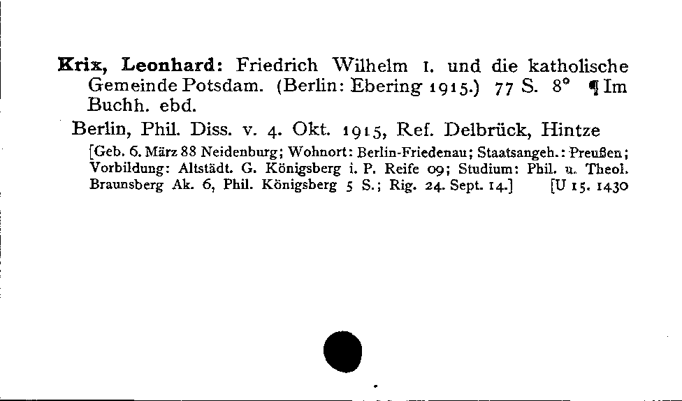 [Katalogkarte Dissertationenkatalog bis 1980]