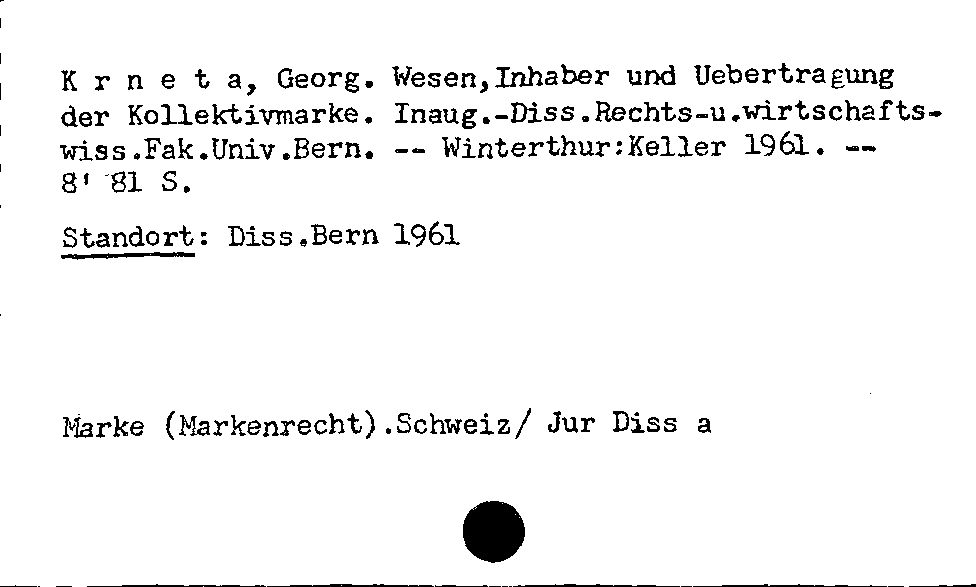 [Katalogkarte Dissertationenkatalog bis 1980]