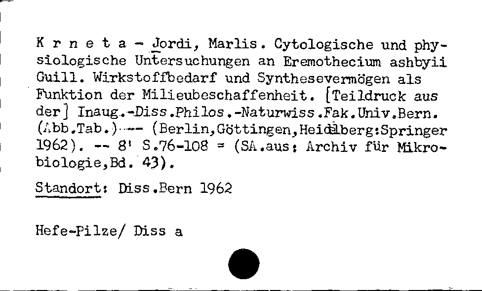 [Katalogkarte Dissertationenkatalog bis 1980]