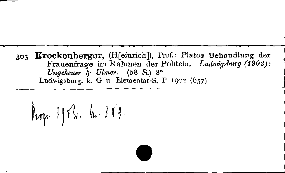 [Katalogkarte Dissertationenkatalog bis 1980]