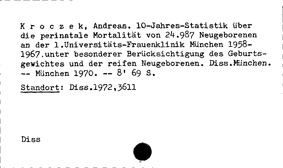 [Katalogkarte Dissertationenkatalog bis 1980]