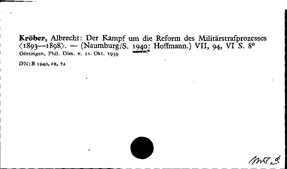 [Katalogkarte Dissertationenkatalog bis 1980]