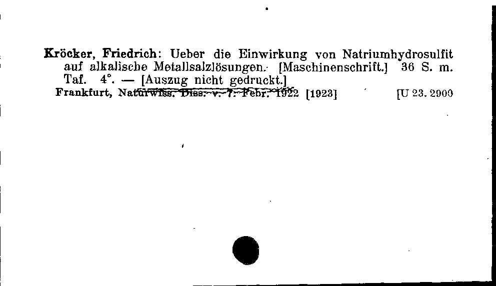 [Katalogkarte Dissertationenkatalog bis 1980]