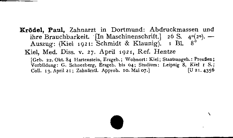 [Katalogkarte Dissertationenkatalog bis 1980]