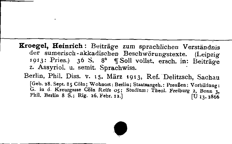 [Katalogkarte Dissertationenkatalog bis 1980]