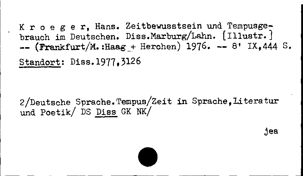 [Katalogkarte Dissertationenkatalog bis 1980]