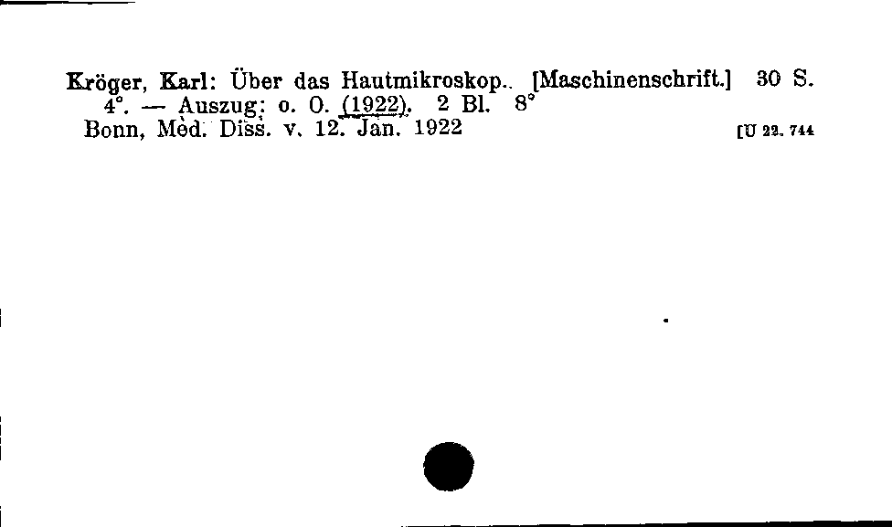 [Katalogkarte Dissertationenkatalog bis 1980]