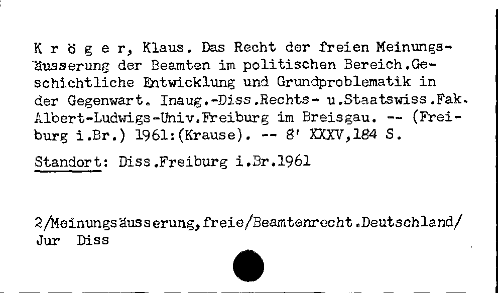 [Katalogkarte Dissertationenkatalog bis 1980]