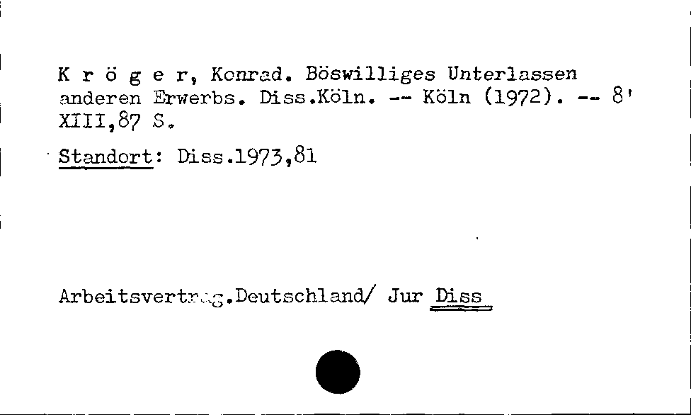 [Katalogkarte Dissertationenkatalog bis 1980]