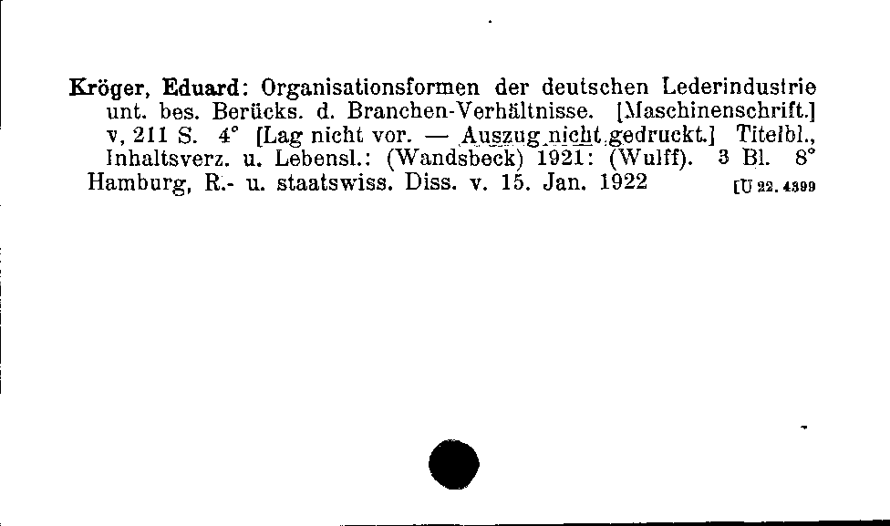 [Katalogkarte Dissertationenkatalog bis 1980]