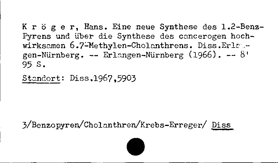 [Katalogkarte Dissertationenkatalog bis 1980]